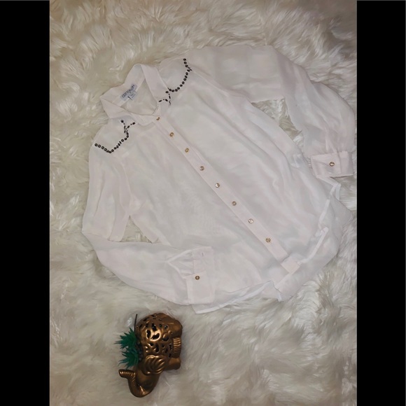 NWOT Cotton On white sheer button down blouse - Picture 5 of 6